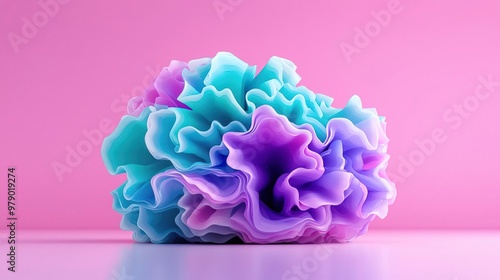 Abstract blue and purple cloud shape on a pink background