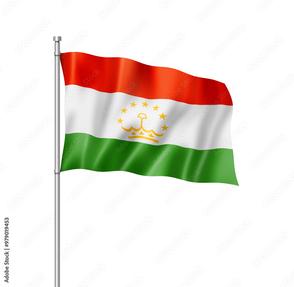 Fototapeta premium Tajikistan flag isolated on white
