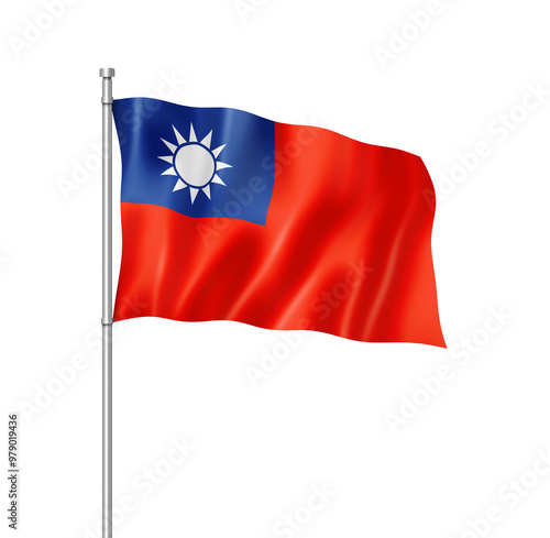 Taiwanese flag isolated on white