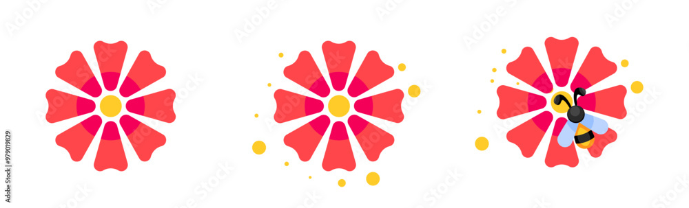 Flower Set Icons. Pollination icons. Flat style. Vector icons. Flower Set Icons. Pollination icons. Flat style. Vector icons.