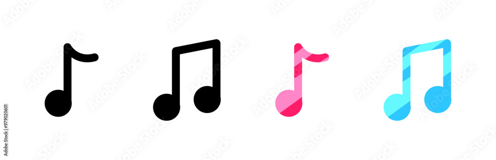 Musical Notes Set Icons. Linear and flat style. Vector icons. Musical Notes Set Icons. Linear and flat style. Vector icons.
