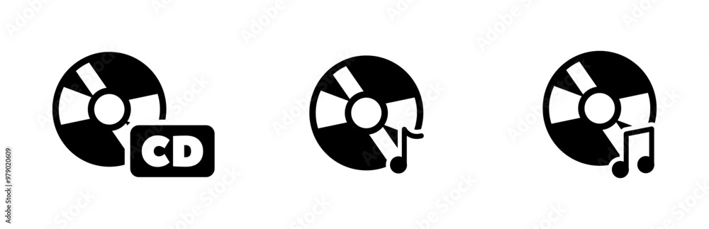 CD Discs Set Icons. Silhouette style. Vector icons. CD Discs Set Icons. Silhouette style. Vector icons.