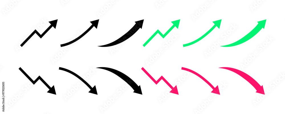 Gain and Loss Set Icons. Silhouette and flat style. Vector icons. Gain and Loss Set Icons. Silhouette and flat style. Vector icons.
