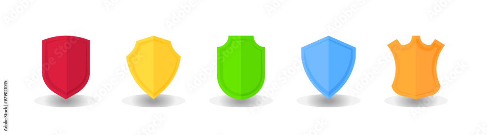 Shield set icons. Flat style. Vector icons. Shield set icons. Flat style. Vector icons.