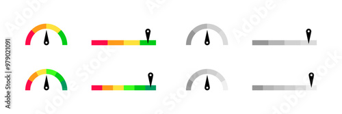 Level meter set icons. Flat style. Vector icons.