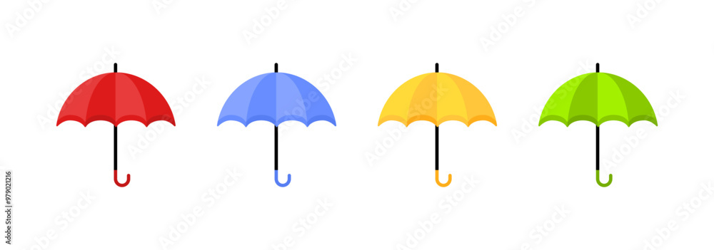 Umbrella set icons. Flat style. Vector icons. Umbrella set icons. Flat style. Vector icons.
