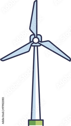 Illustration of a wind turbine from a front view, symbolizing renewable energy.