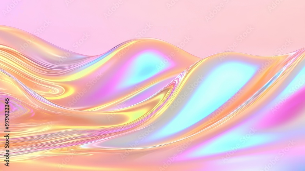 Abstract Holographic Background with Pink and Blue Gradient Waves Abstract Holographic Background with Pink and Blue Gradient Waves