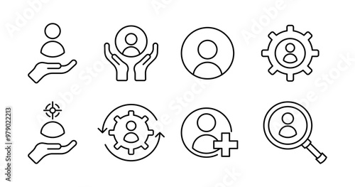 Looking for people set icons. Linear style. Vector icons.
