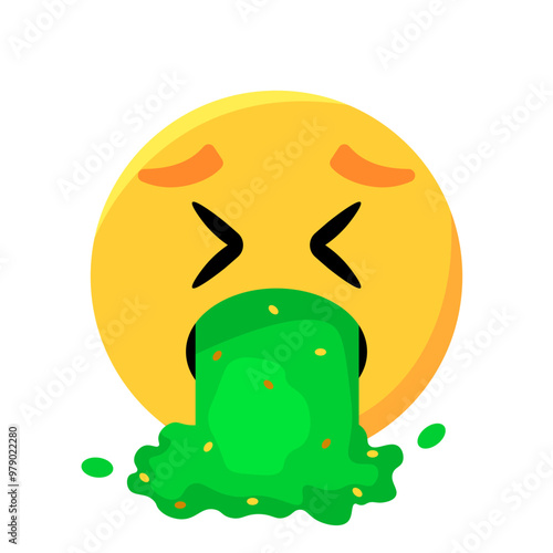 Vomit emoji icon. Flat style. Vector icon.