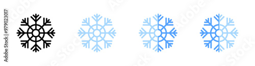 Snowflake set icons. Linear and flat style. Vector icons.