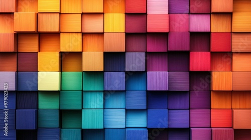 Colorful Wooden Cubes in Geometric Arrangement