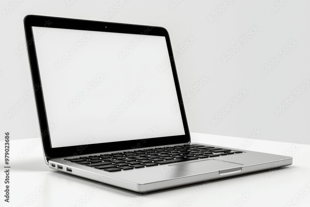 Laptop Mockup on Isolated white background created with Generative AI Laptop Mockup on Isolated white background created with Generative AI