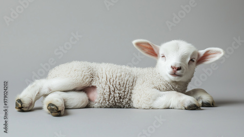 A lamb lying on its back is...