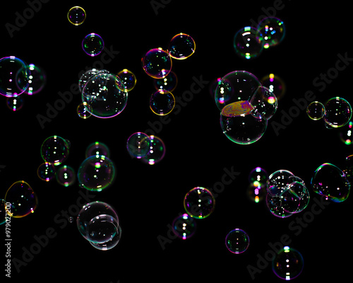 Big air bubbles isolated on black background. Use it as an overlay with overlay mode (Screen)