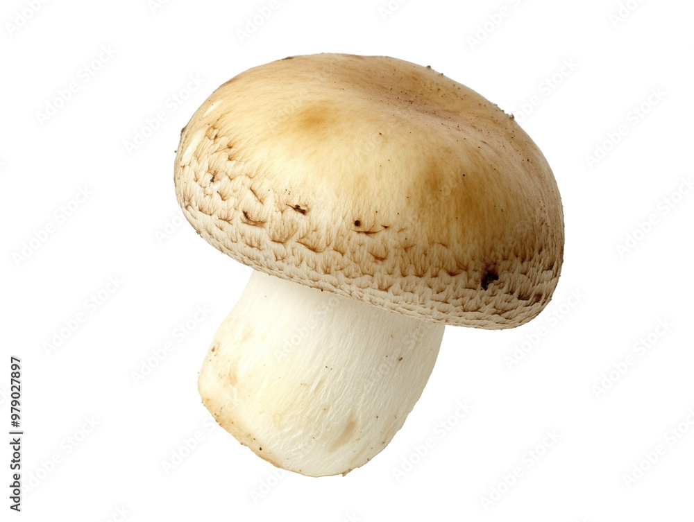 A small button mushroom with a smooth cap, isolated on a transparent background. A small button mushroom with a smooth cap, isolated on a transparent background.