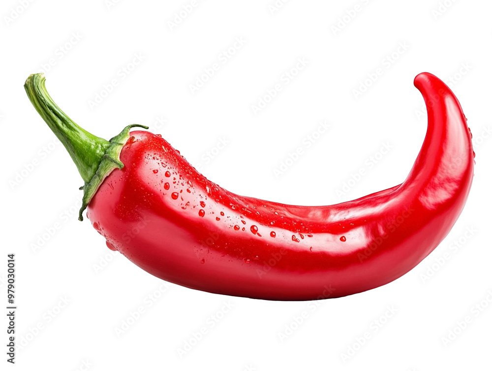 A bright red chili pepper with a glossy texture, isolated on a transparent background. A bright red chili pepper with a glossy texture, isolated on a transparent background.
