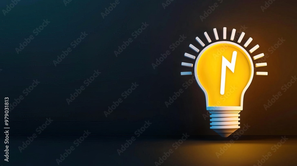 White loading bar with light bulb on a dark background White loading bar with light bulb on a dark background