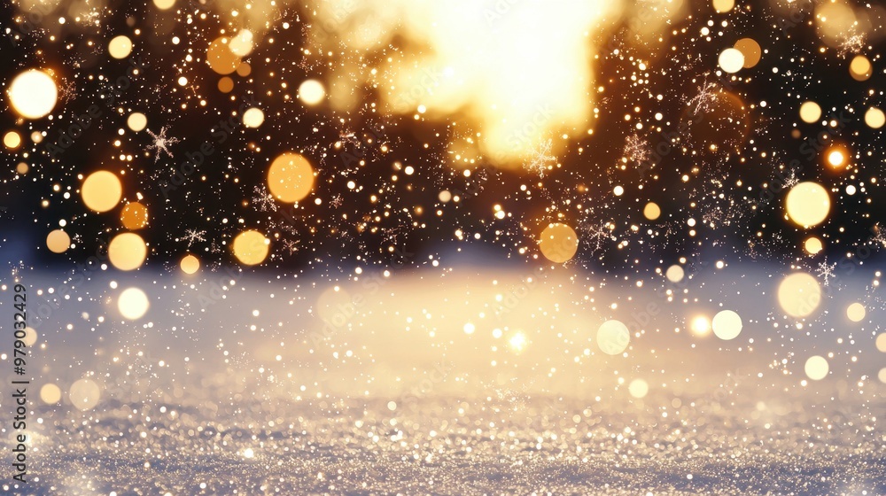 Winter Wonderland Bokeh Background with Snowflakes and Lights Winter Wonderland Bokeh Background with Snowflakes and Lights