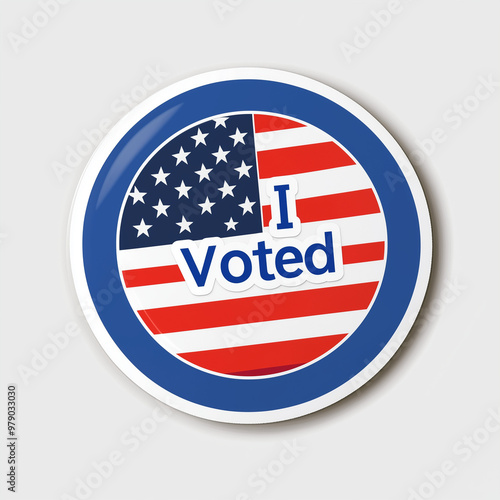 a modern, eye-catching design of an "I Voted" sticker that incorporates contemporary typography and minimalistic design elements