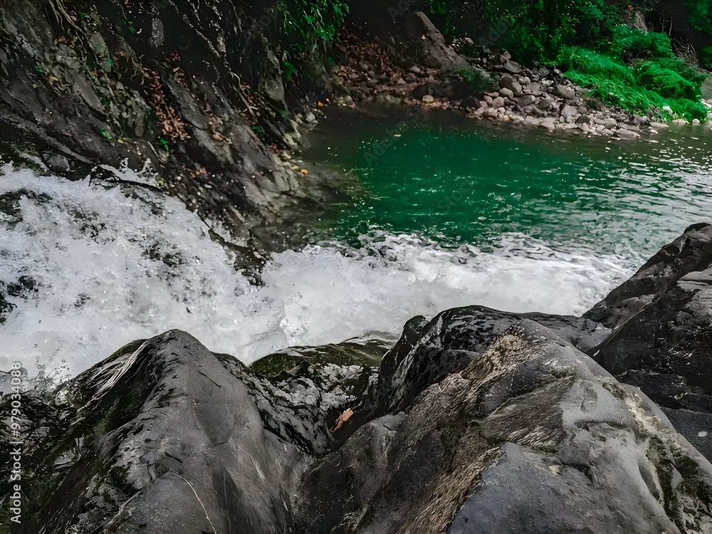 river in the mountains, a green water river flow view river in the mountains, a green water river flow view