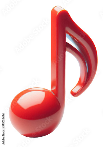 Red Semiquaver - Musical Note Cutout Isolated photo