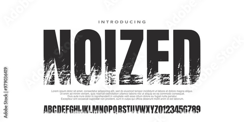 Alphabet Bold Grunge Font. Rustic Font. Distressed Font. Rough Font. Uppercase. Number . For Fashion Brand Sport Film Movie Design .Vector illustration
