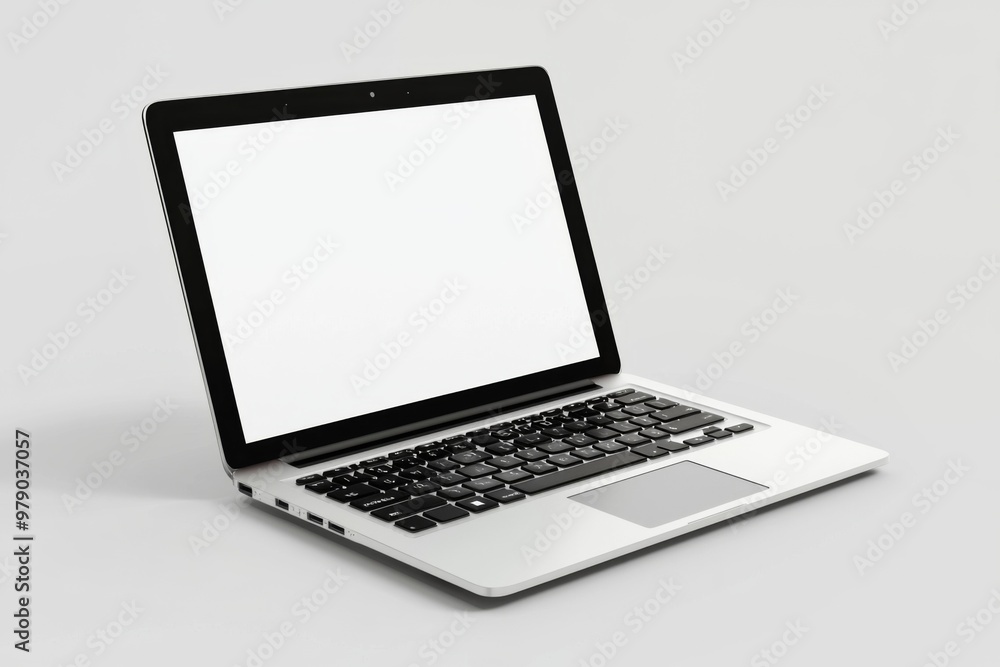 Laptop Mockup on Isolated white background created with Generative AI Laptop Mockup on Isolated white background created with Generative AI