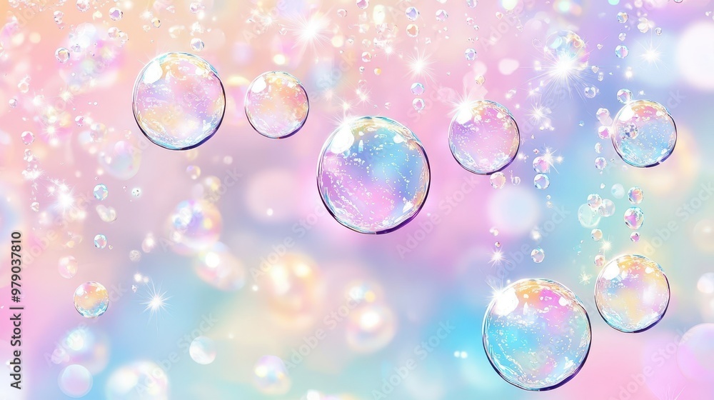 Abstract Colorful Rainbow Bubbles on Pastel Background Abstract Colorful Rainbow Bubbles on Pastel Background