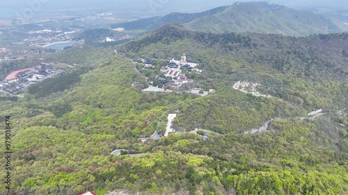 Natural scenery Jurong Maoshan Laozi statue 4k aerial photography photo