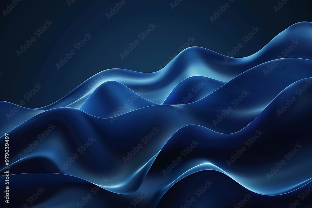 Obraz premium Blue abstract background with wavy lines. Vector illustration