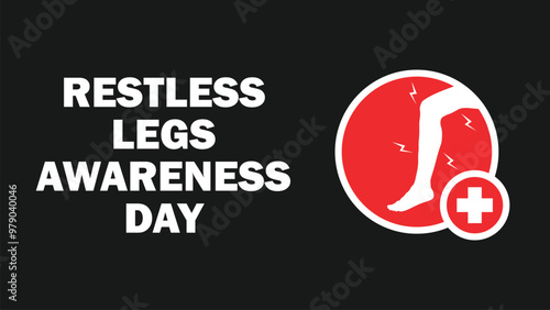 Restless Legs Awareness Day vector banner design with geometric shapes and vibrant colors on a horizontal background.