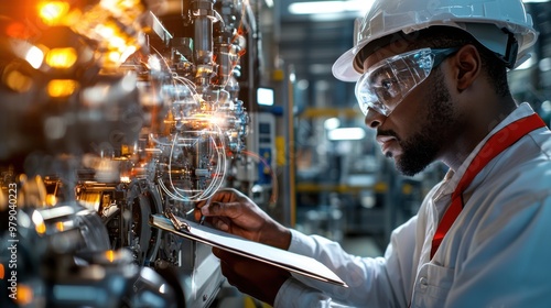 Wallpaper Mural Quality Check Engineer Monitoring Products on Assembly Line in Industrial Factory Setting Torontodigital.ca