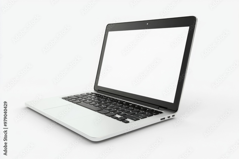 Laptop Mockup on Isolated white background created with Generative AI Laptop Mockup on Isolated white background created with Generative AI
