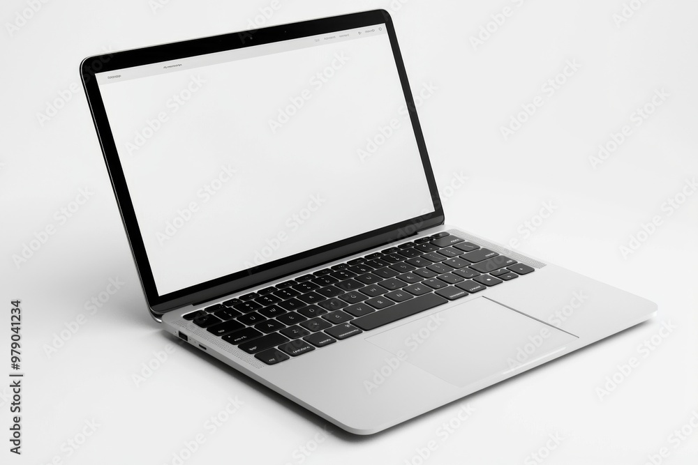 Laptop Mockup on Isolated white background created with Generative AI Laptop Mockup on Isolated white background created with Generative AI