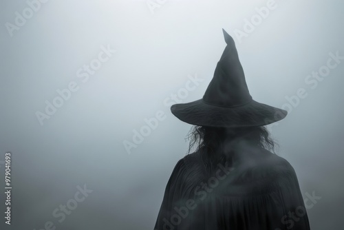 Enigmatic depiction of a wicked witch in mysterious, captivating ambiance