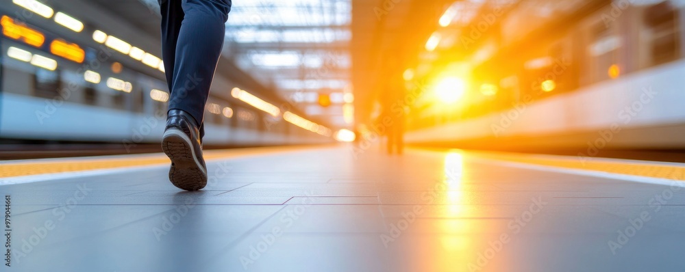 Fototapeta premium Lovely individuals moving in a train station in slow motion.