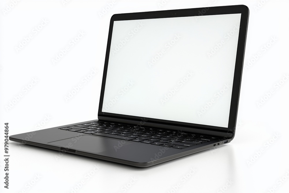 Laptop Mockup on Isolated white background created with Generative AI Laptop Mockup on Isolated white background created with Generative AI