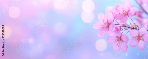 Lovely springtime natural background with languid flowers on a blurry space background.