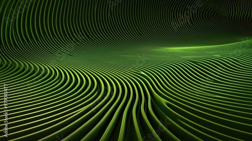 Abstract Green Wavy Lines Background Texture