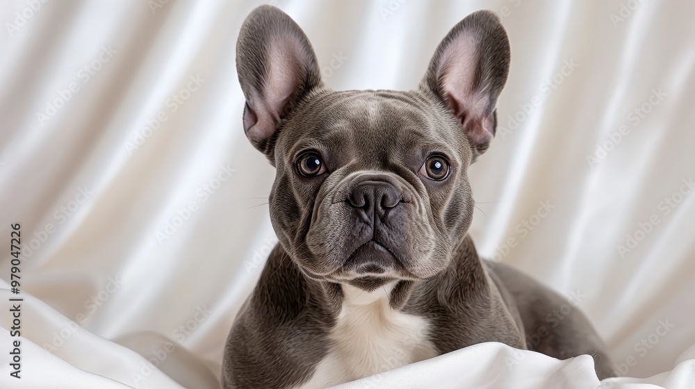 Adorable French Bulldog Puppy Portrait on White Background Adorable French Bulldog Puppy Portrait on White Background
