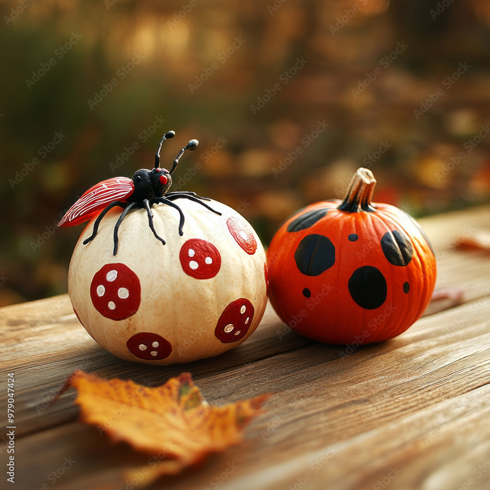 Obraz premium pumpkin painted as an ladybug