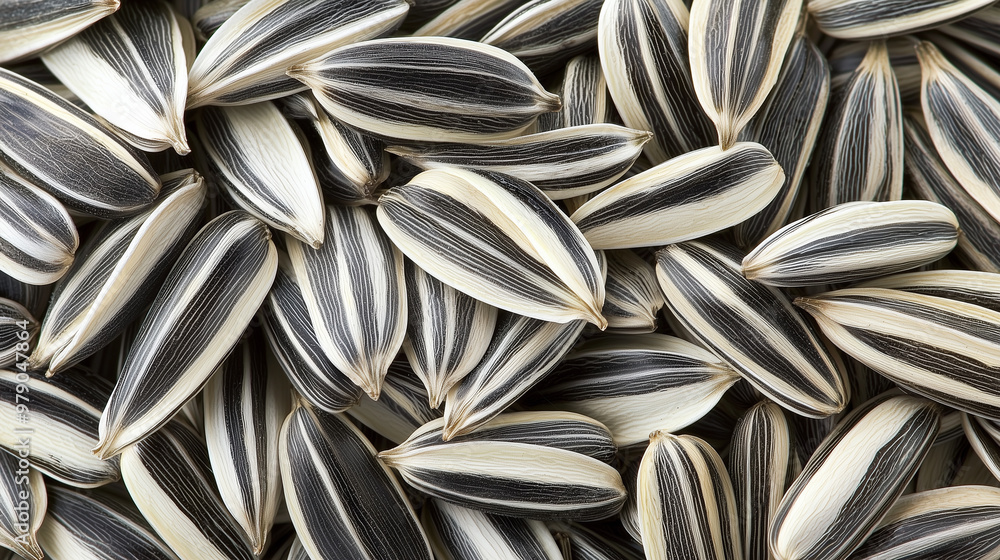 Close-up of striped sunflower seeds Close-up of striped sunflower seeds