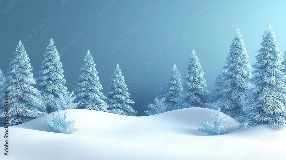 A serene winter landscape featuring snow-covered trees and a calm blue sky, perfect for evoking a peaceful winter atmosphere. A serene winter landscape featuring snow-covered trees and a calm blue sky, perfect for evoking a peaceful winter atmosphere.