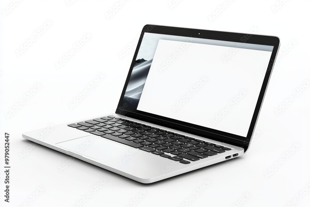 Laptop Mockup on Isolated white background created with Generative AI Laptop Mockup on Isolated white background created with Generative AI