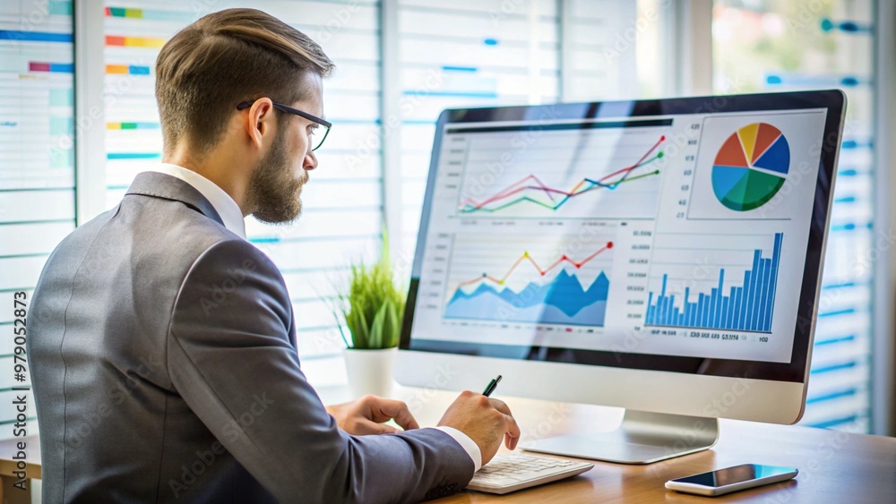 A marketer analyzing website traffic data on Google Analytics A marketer analyzing website traffic data on Google Analytics
