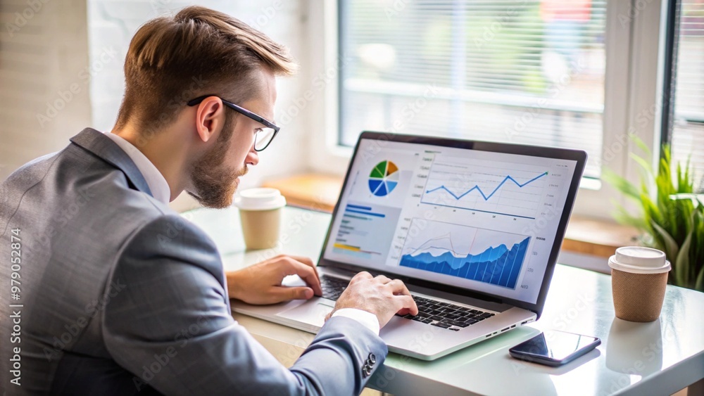 A marketer analyzing website traffic data on Google Analytics A marketer analyzing website traffic data on Google Analytics
