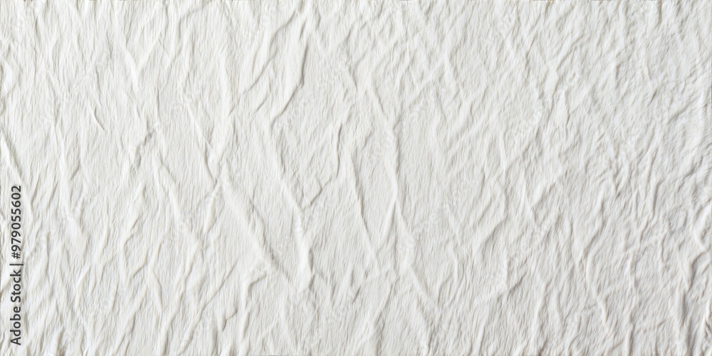Crinkled texture on white paper background, abstract folds with copy space Crinkled texture on white paper background, abstract folds with copy space