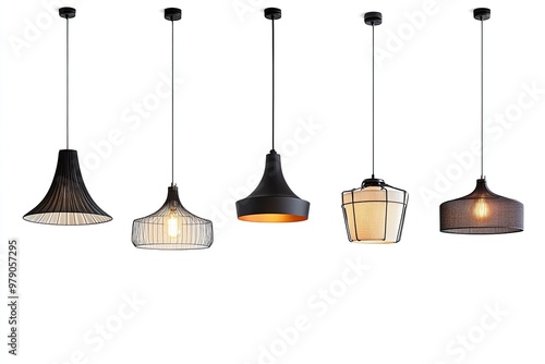 Pendant Light Set Isolated on white background. Modern chandelier isolated on background