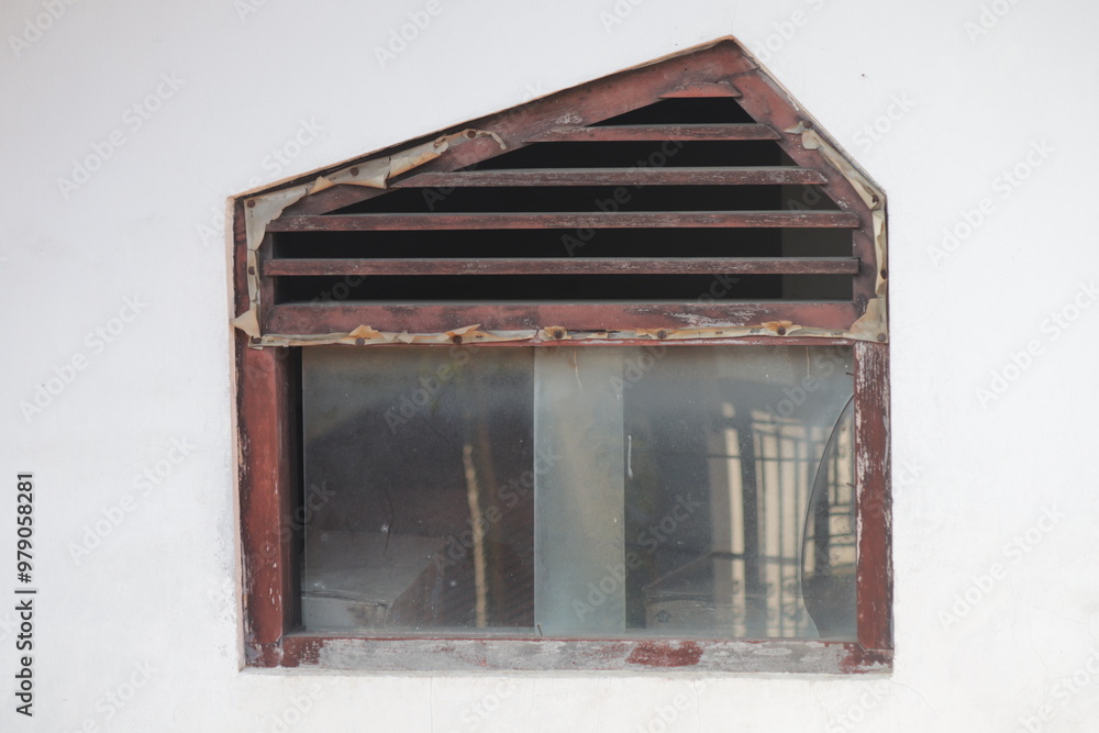 old wooden windows with dirty glass old wooden windows with dirty glass